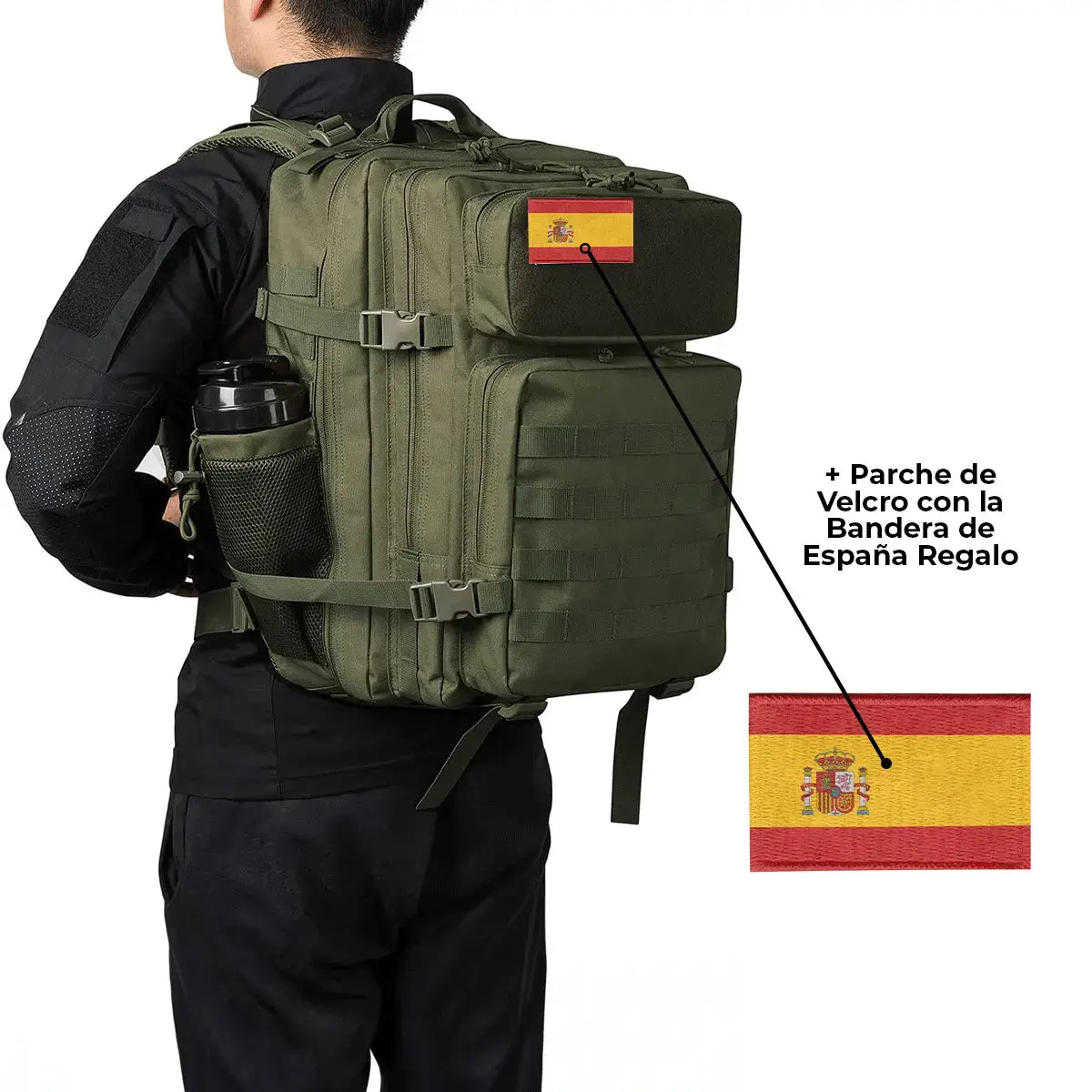 Mochila Táctica Militar Exodus® (+ Parche de Velcro con la Bandera de España Regalo)