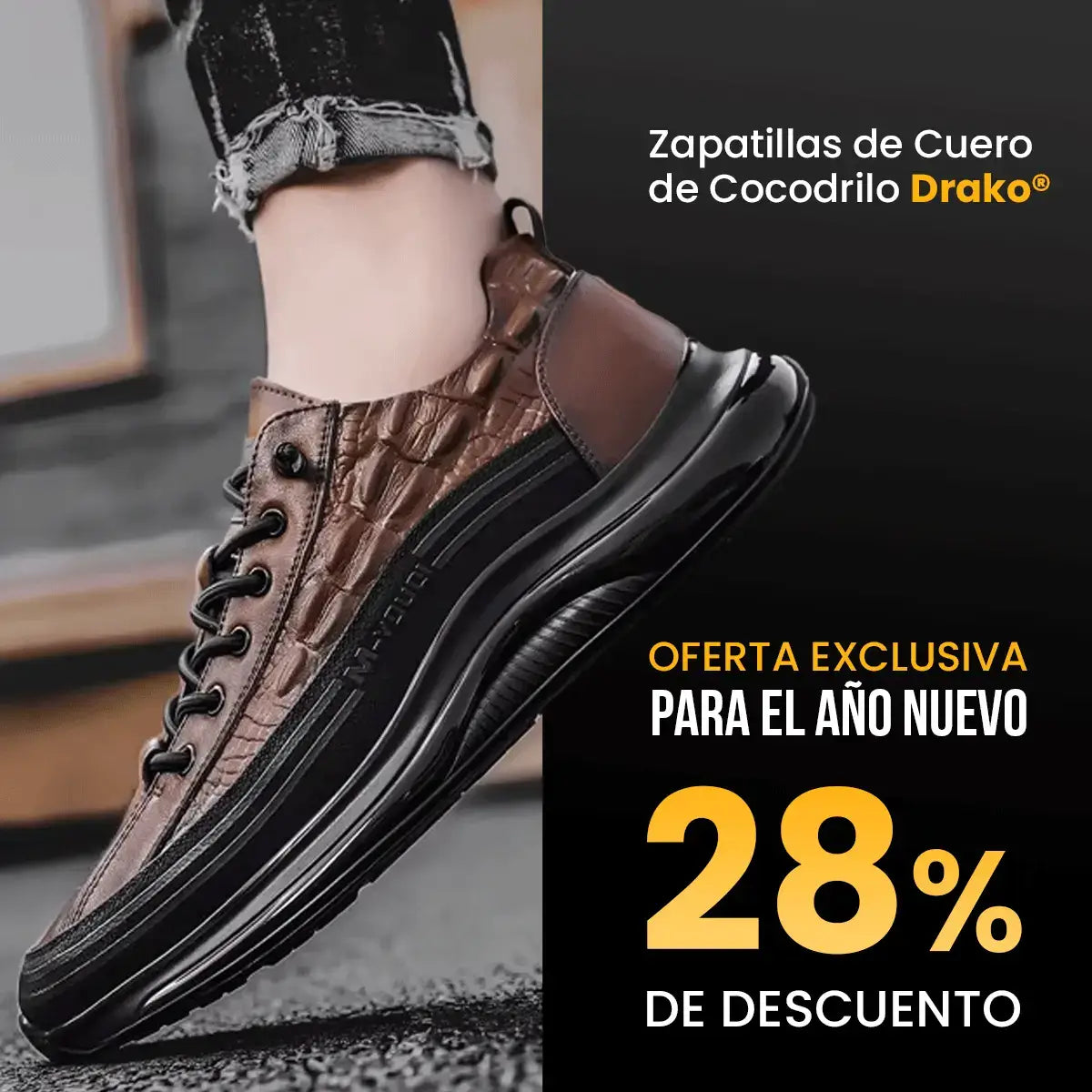 Zapatillas Masculinas de Cuero de Cocodrilo Drako®