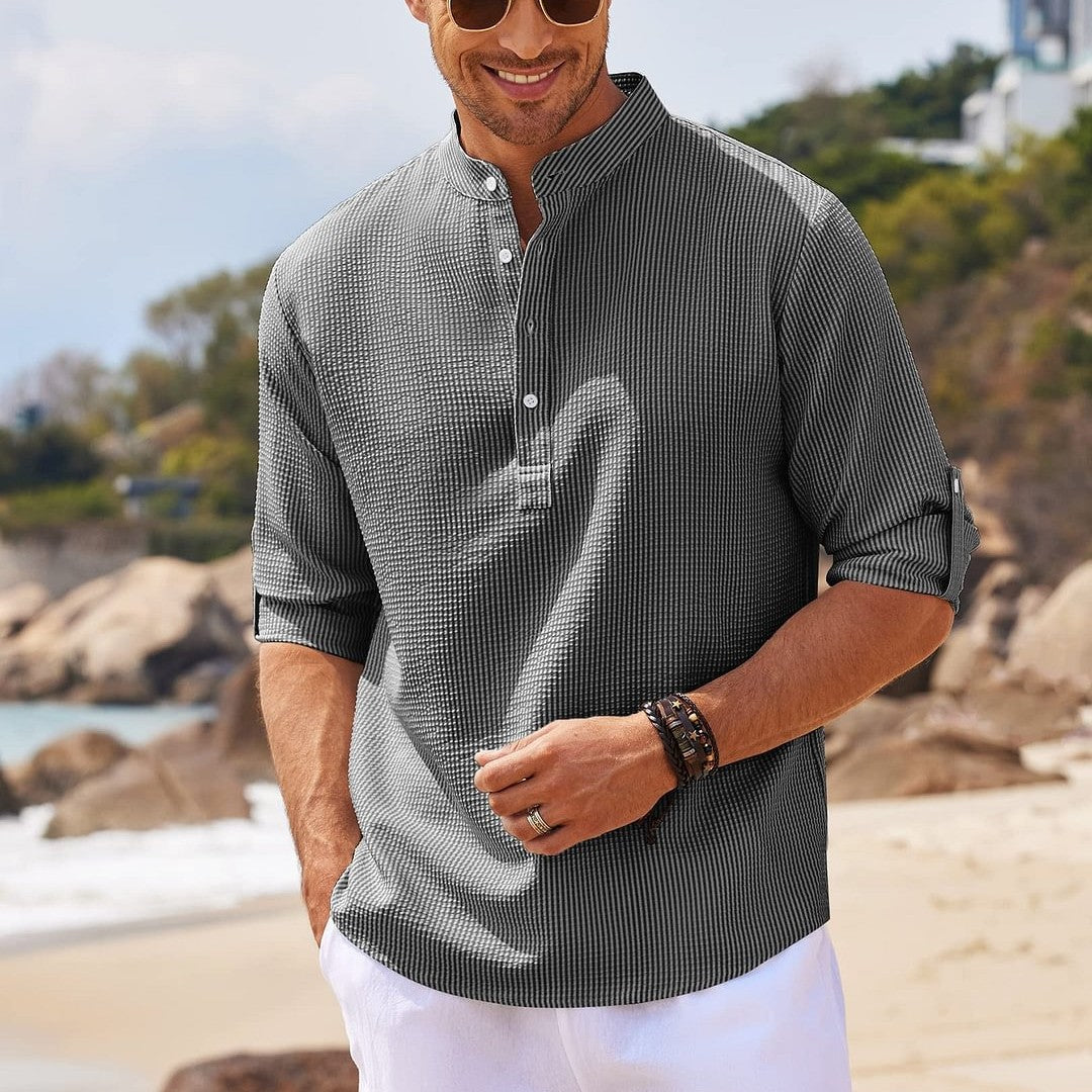 Cormac - Camisa Casual de Lino de Manga Larga para Hombre